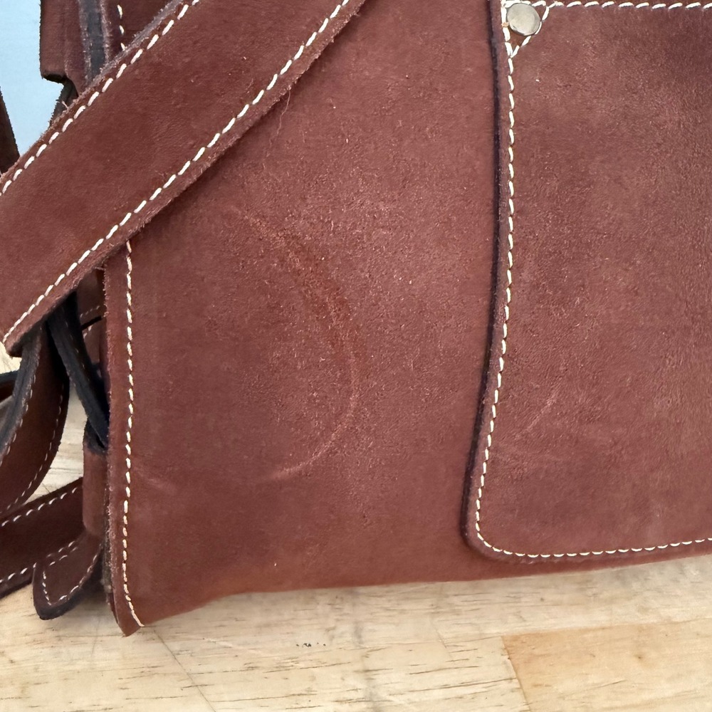 Patricia Nash Brown Suede Woven Whipstitch Crossbody Messenger Bag - Picture 4 of 16